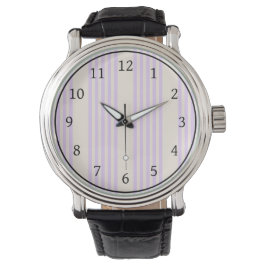 Lilac lila och beige fem rand mönster armbandsur