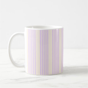 Lilac lila och beige fem rand mönster kaffemugg