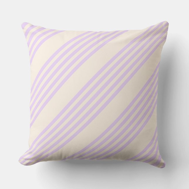 Lilac lila och beige fem rand mönster kudde (Framsida)