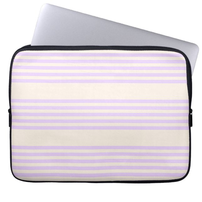 Lilac lila och beige fem rand mönster laptop fodral (Framsidan)