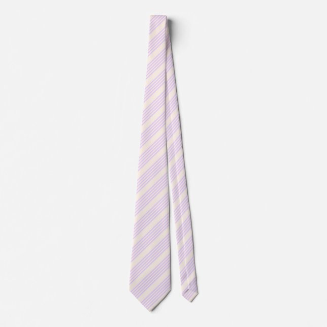 Lilac lila och beige fem rand mönster slips (Framsida)