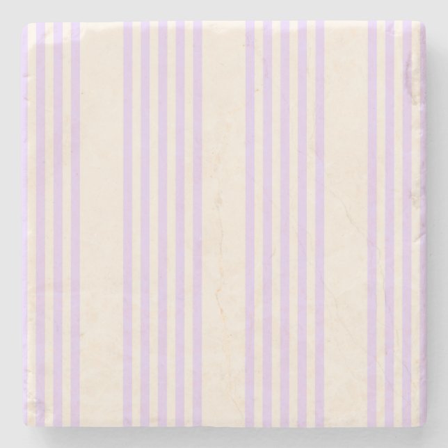 Lilac lila och beige fem rand mönster stenunderlägg (Framsidan)