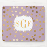 Lilac Lila och Guld Glitter City Dots Mouse Pad Musmatta<br><div class="desc">Modern och trendfull punkt i Faux guld glitter.</div>