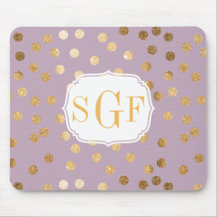 Lilac Lila och Guld Glitter City Dots Mouse Pad Musmatta