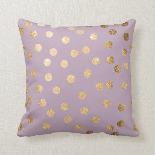 Lilac Lila och Guld Glitter Polka Dot Pillow Kudde
