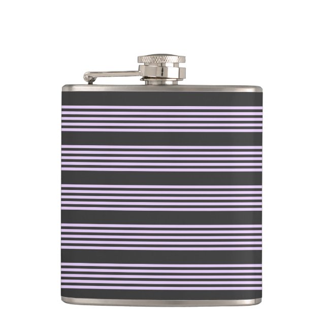 Lilac lila och kol fem rand mönster fickplunta (Framsidan)