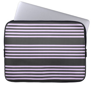 Lilac lila och kol fem rand mönster laptop fodral