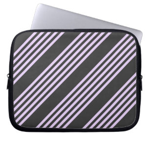 Lilac lila och kol fem rand mönster laptop fodral
