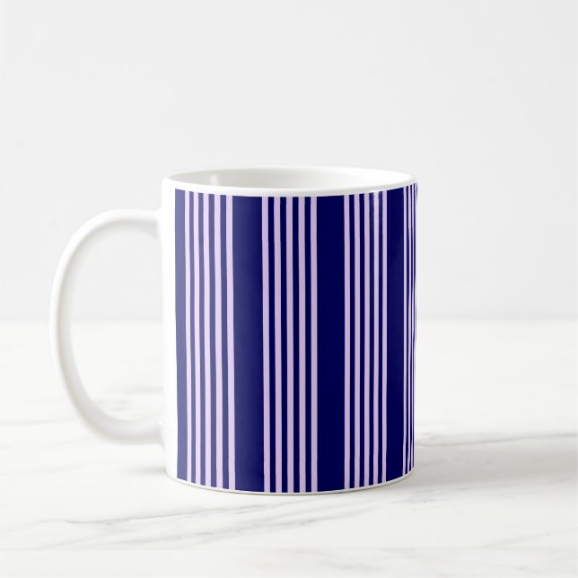 Lilac lila och marinblått fem rand mönster kaffemugg (Vänster)