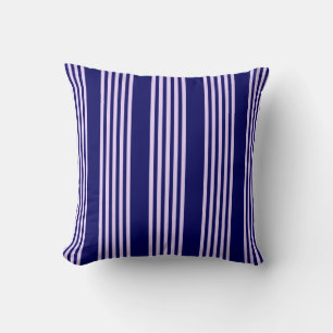 Lilac lila och marinblått fem rand mönster kudde