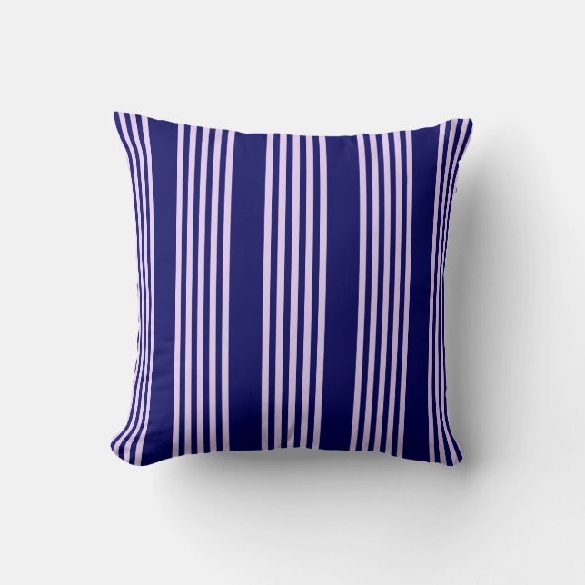 Lilac lila och marinblått fem rand mönster kudde (Framsida)