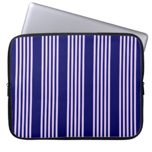 Lilac lila och marinblått fem rand mönster laptop fodral