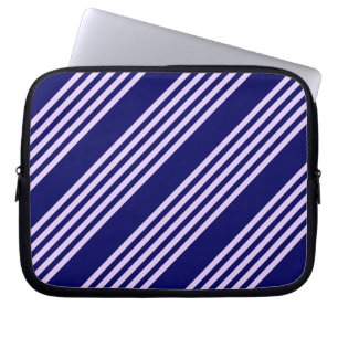 Lilac lila och marinblått fem rand mönster laptop fodral
