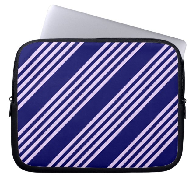 Lilac lila och marinblått fem rand mönster laptop fodral (Framsidan)