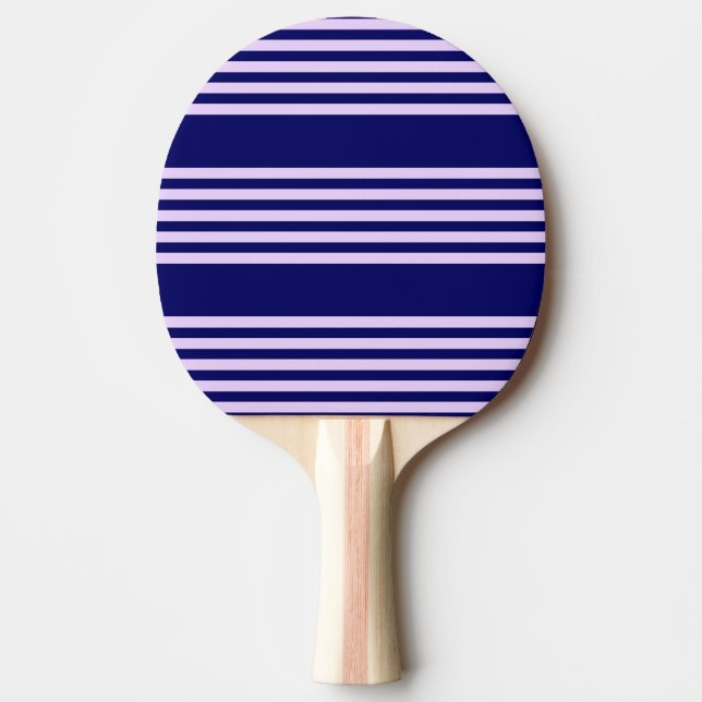 Lilac lila och marinblått fem rand mönster pingisracket (Framsidan)