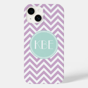 Lilac Lila och Mint Chevron Monogram