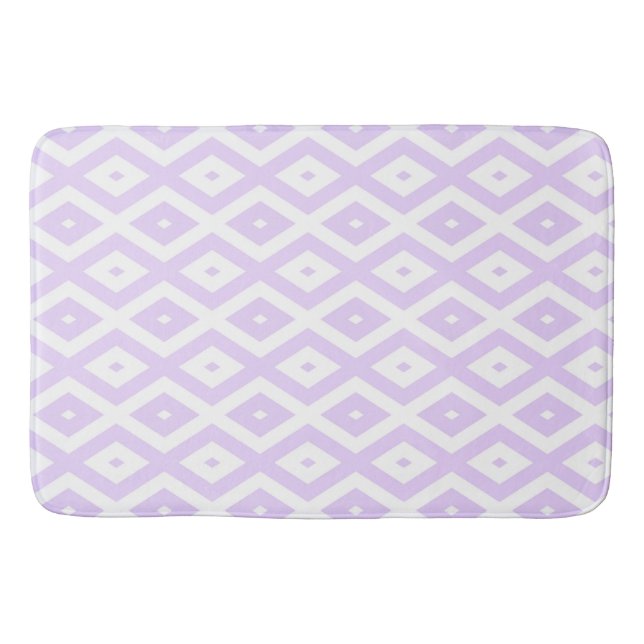 Lilac lila och vit diamant mönster badrumsmatta (Framsidan)