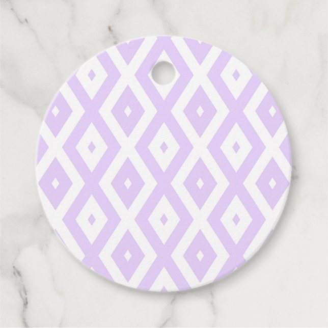 Lilac lila och vit diamant mönster gåvor etiketter (Framsida)