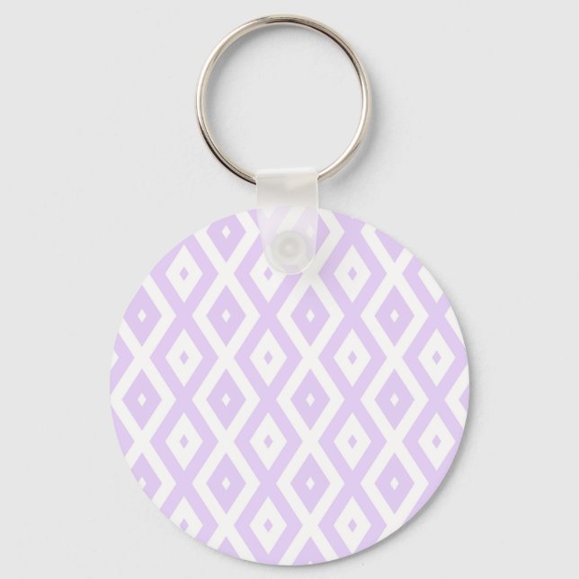Lilac lila och vit diamant mönster nyckelring (Framsida)