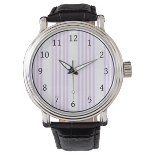 Lilac lila och vit fem rand mönster armbandsur