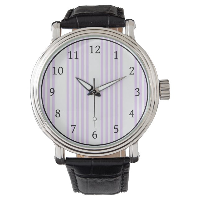 Lilac lila och vit fem rand mönster armbandsur (Framsida)