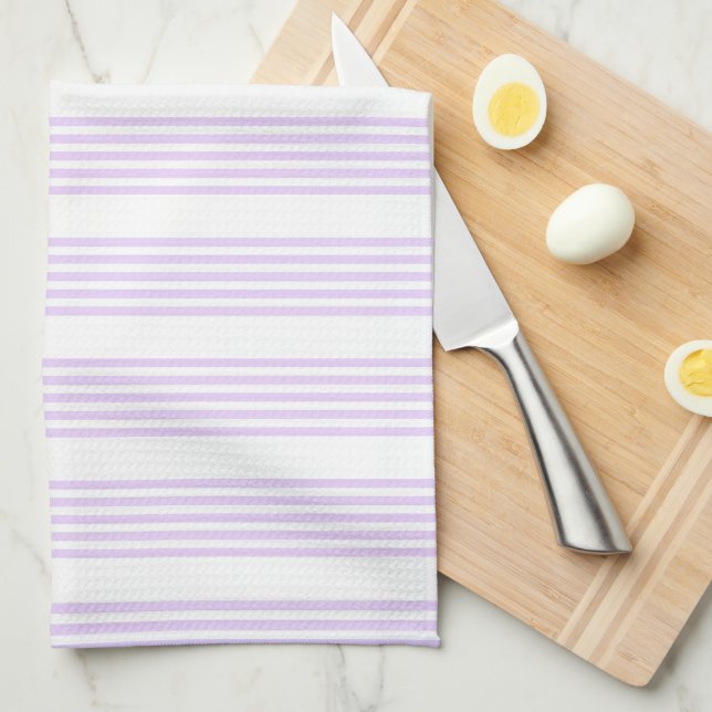 Lilac lila och vit fem rand mönster kökshandduk (Vikt i Fjärdedel)