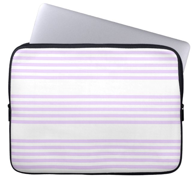 Lilac lila och vit fem rand mönster laptop fodral (Framsidan)