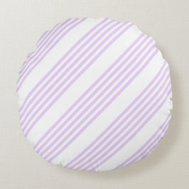 Lilac lila och vit fem rand mönster rund kudde