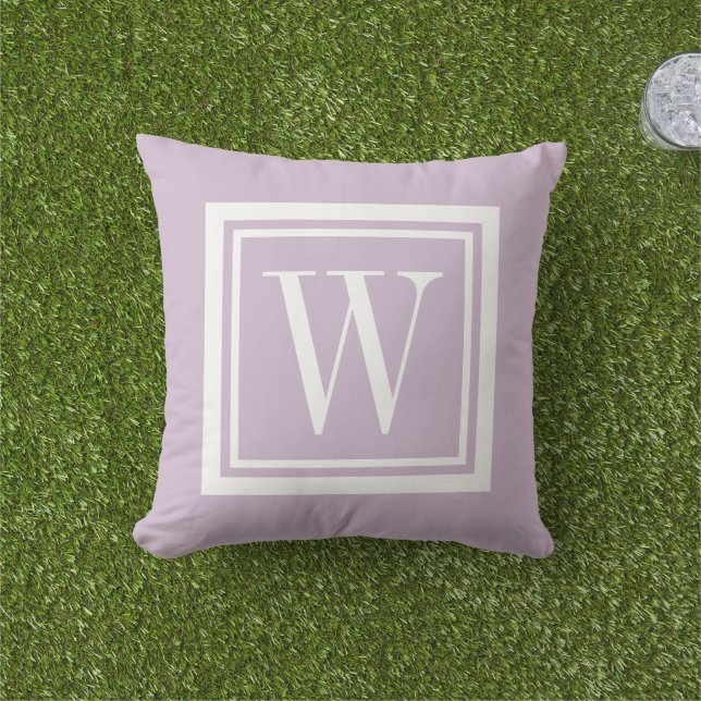 Lilac Lila och White Classic Square Monogram Kudde (Gräs)
