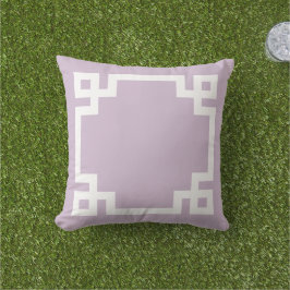 Lilac Lila och White Grekiska Nyckel | Redigerbar  Kudde