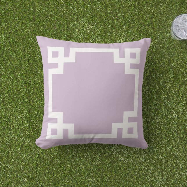 Lilac Lila och White Grekiska Nyckel | Redigerbar  Kudde (Gräs)