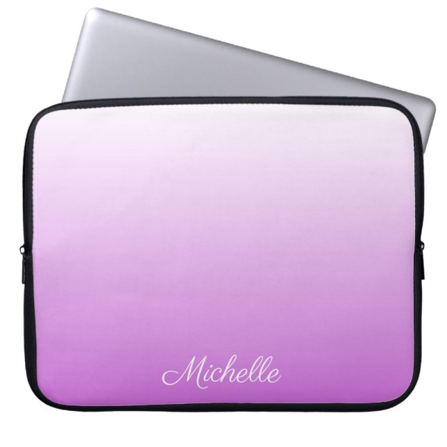 Lilac lila ombre personlig namn laptop sleeve (Framsidan)