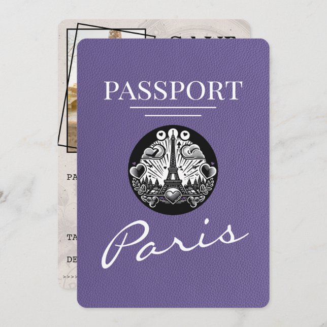 Lilac Lila Paris-pass Spara datum Spara Datumet (Fram/baksida)