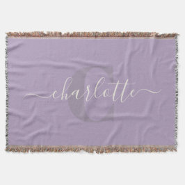 Lilac Lila | Personlig Script Monogram Namn Filt