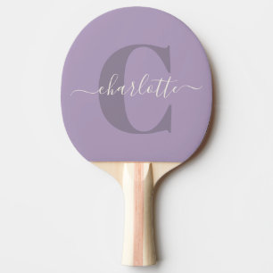 Lilac Lila Personlig Script Monogram Namn Pingisracket