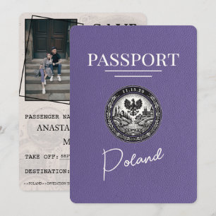 Lilac Lila Poland Passport Save Date Spara Datumet