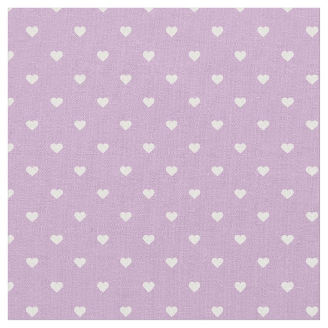 Lilac Lila Polka Dot Hearts Tyg (Närbild)