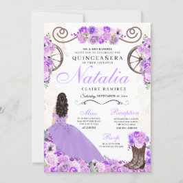 Lilac Lila Ranchero Princess Dress Quinceanera Inbjudningar