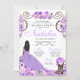 Lilac Lila Ranchero Princess Dress Quinceanera Inbjudningar