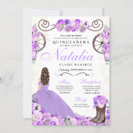 Lilac Lila Ranchero Princess Dress Quinceanera Inbjudningar