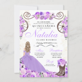 Lilac Lila Ranchero Princess Dress Quinceanera Inbjudningar