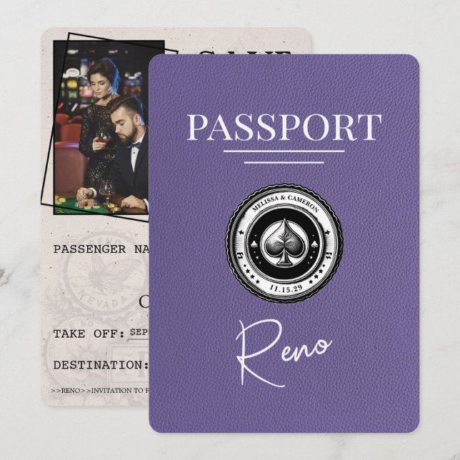 Lilac Lila Reno Passport Spara datum Datumet (Fram/baksida)