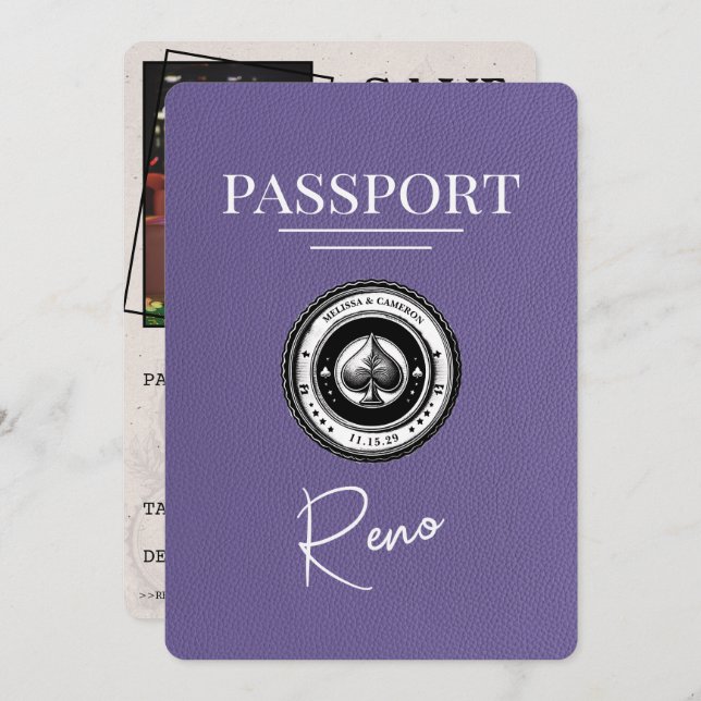 Lilac Lila Reno Passport Spara datum Spara Datumet (Fram/baksida)