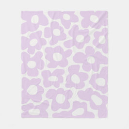 Lilac Lila Retro Groovy Baby Flowers Mönster Fleecefilt