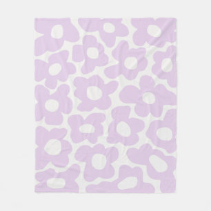 Lilac Lila Retro Groovy Baby Flowers Mönster Fleecefilt