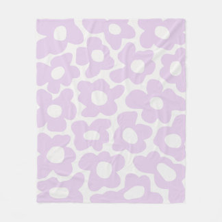 Lilac Lila Retro Groovy Baby Flowers Mönster Fleecefilt