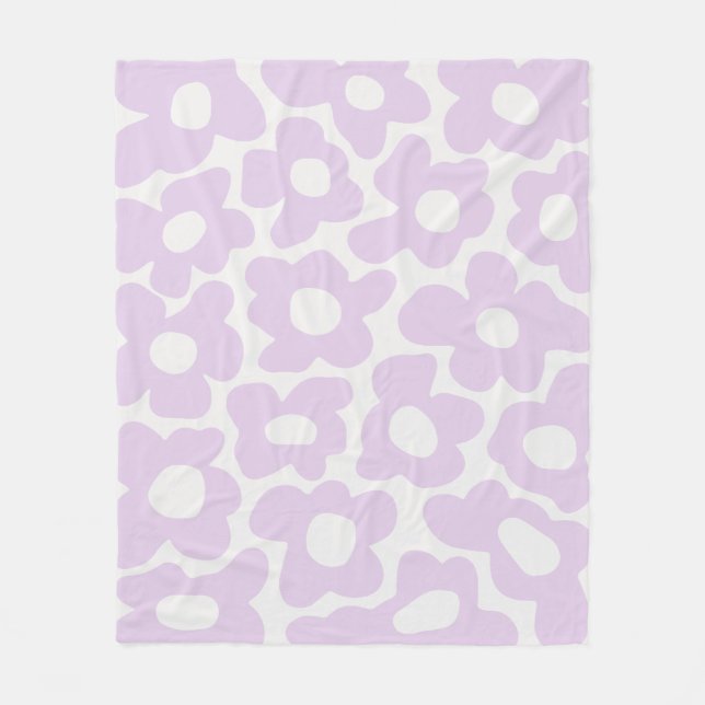 Lilac Lila Retro Groovy Baby Flowers Mönster Fleecefilt (Framsidan)