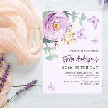 Lilac lila ro blommigt butterfly lyxdag inbjudningar<br><div class="desc">En mjuk bakgrund för lilac-färgad. Dekorerad med en lera och lila ro och grönt vattenfärgad eukalyptus greenery och butterflies. Anpassa och lägg till ditt namn och information om party.</div>