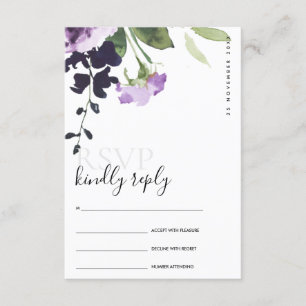 LILAC LILA RO BLOMMIGT VATTENFÄRGOR BRÖLLOP OSA TILLÄGGSKORT