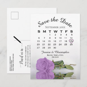 Lilac Lila Ro Bröllop Kalender Spara datum Meddelande Vykort